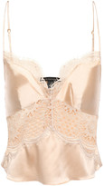 Thumbnail for your product : Kiki de Montparnasse Grand Soleil Cropped Lace-paneled Silk-charmeuse Camisole