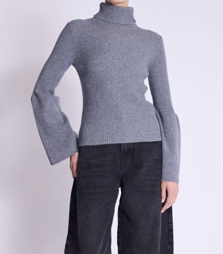 Berenice Alfa Flared Sweater In Medium Grey