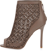 Thumbnail for your product : Badgley Mischka July Leather Peep-Toe Bootie, Mushroom