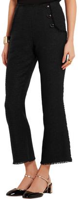 Proenza Schouler Cropped Frayed Tweed Flared Pants