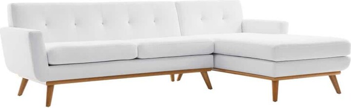 Modway Engage 109.5 in. W 2-Piece White Square Arm Right-Facing Upholstered Fabric Moder Sectional Sofa