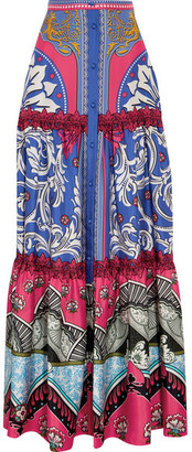 Mary Katrantzou Kings Fuxia Printed Silk-twill Maxi Skirt