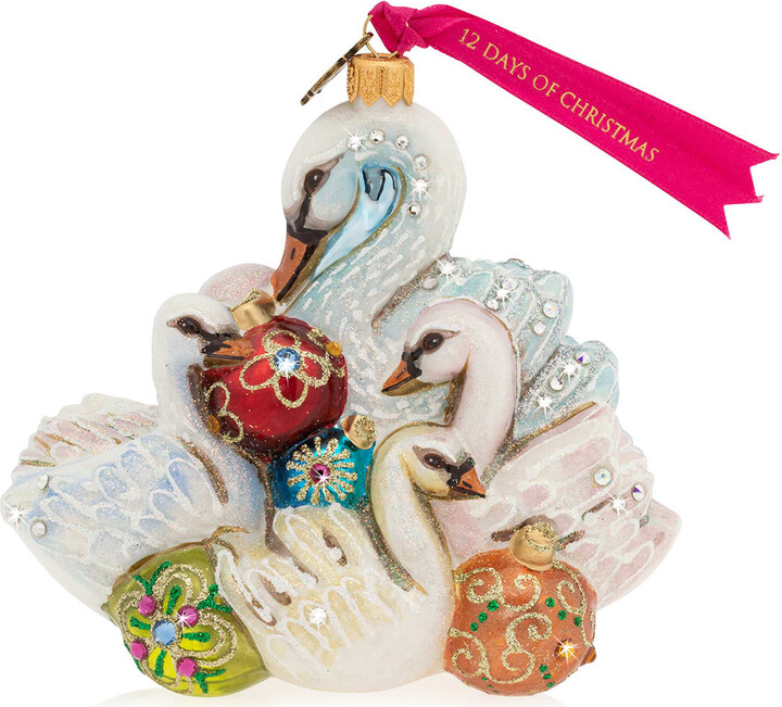 Jay Strongwater Seven Swans Swimming Glass Ornament