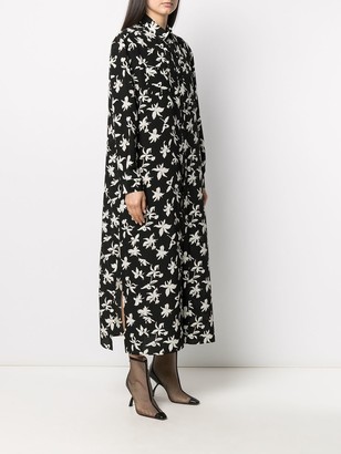 Saint Laurent Floral-Print Long-Sleeve Dress