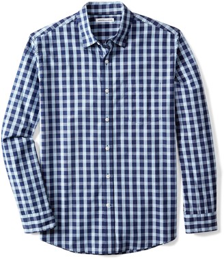 Amazon Essentials Regular-Fit Long-Sleeve Plaid Shirt Red/Blue) Small