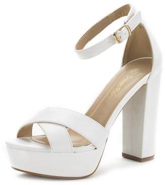 DREAM PAIRS HI-GO New Women's Evening Dress Ankle Strap Buckle Peep Toe Chunky High Heel Platform Pump Shoes Size 7