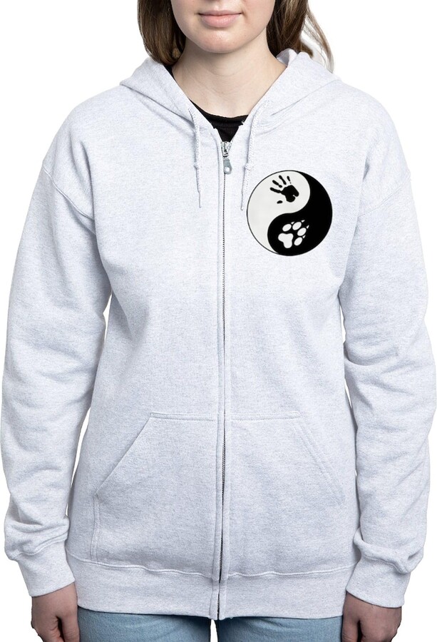 CafePress Wolf Therian Ying Yang Women's Zip Hoodie Womens Zip Up Hoodie Sweatshirt Ash Gray