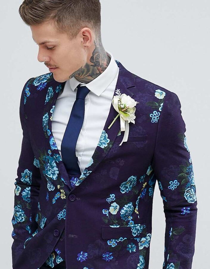 navy floral suit jacket