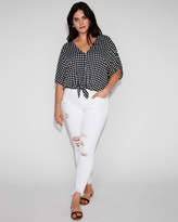 Thumbnail for your product : Express Gingham Short Sleeve Tie Front Shirt