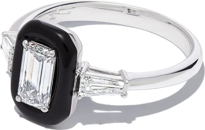 Nikos Koulis 18kt White Gold Diamond And Enamel Ring