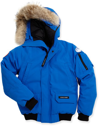 Canada Goose Kids' PBI Chilliwack Hooded Fur-Trim Parka, Royal Blue, Size XS-XL