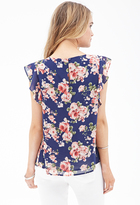 Thumbnail for your product : Forever 21 Ruffled Floral Chiffon Blouse