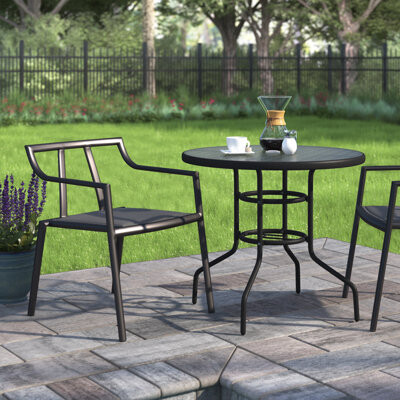Oxford Garden Markoe Stacking Metal Patio Dining Armchair