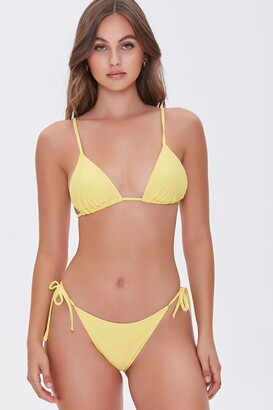 Forever 21 Women's String Bikini Bottoms in Light Yellow, XL