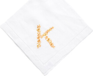 Linen K Embroidered Dinner Napkin | Cotton