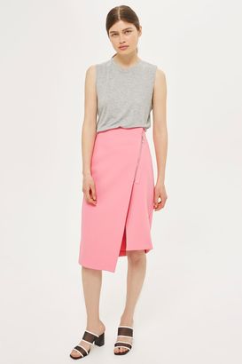Topshop Asymmetric zip midi skirt