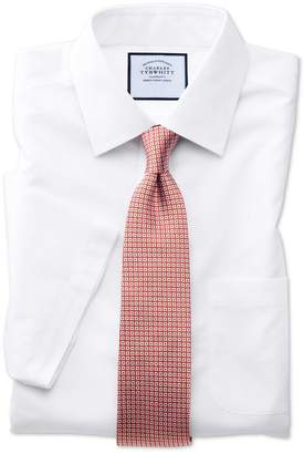 Charles Tyrwhitt Classic Fit White Non-Iron Poplin Short Sleeve Cotton Dress Shirt Size 15.5/Short