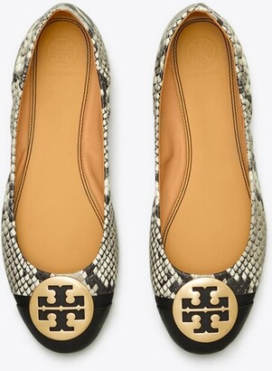 Tory Burch Minnie Cap-Toe Ballet Flat, Embossed Leather