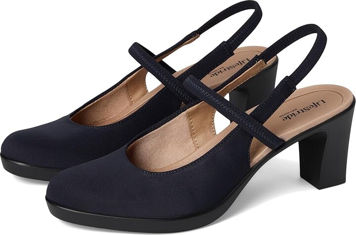 LifeStride Evoke Slingback Shoes Women's Shoes Lux Navy : 11 M (B), Textile