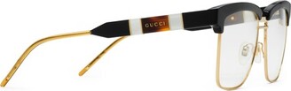 Gucci Square Metal And Acetate Glasses