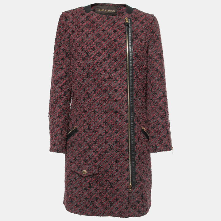 Louis Vuitton Bordeaux Tweed Zip Front Coat S - ShopStyle