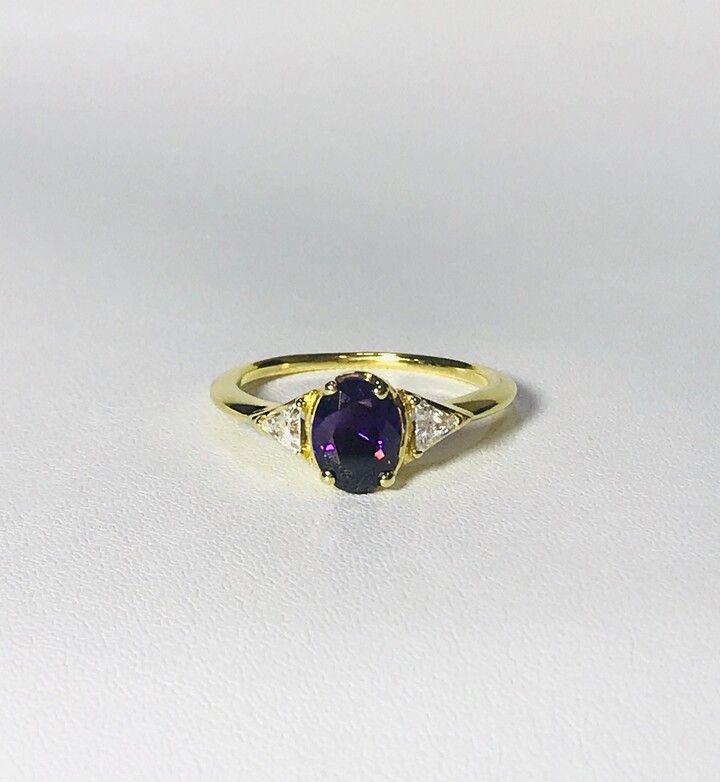 Etsy White Gold Solitaire Amethyst Rings Christmas Gift Triangle Engagement Ring Jewelry For Mom