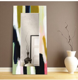 Empire Art Direct Sunder Ii Rectangular Beveled Wall Mirror On Free Floating Printed Tempered Art Glass 7