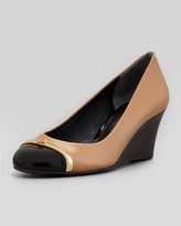 Thumbnail for your product : Tory Burch Pacey Cap-Toe Wedge Pump, Beige