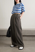 Thumbnail for your product : The Frankie Shop - Karina Cropped Striped Cotton-jersey T-shirt - Blue