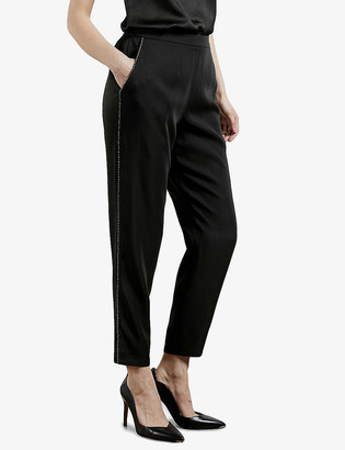 Ted Baker Adelon crystal-trim slim-fit high-rise crepe trousers