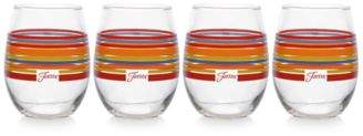 Fiesta Scarlet Stripe Set of 4 Stemless Wine Glasses