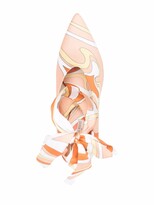 Thumbnail for your product : Pucci Vorticili-print ankle-tie wedge pumps