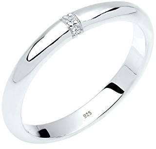 Diamore Women's 925 Sterling Silver Xilion Cut 0.06 ct White Diamond Ring, Size N