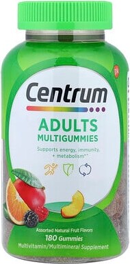 Centrum Centrum, Adults Multigummies, Assorted Natural Fruit , 180 Gummies