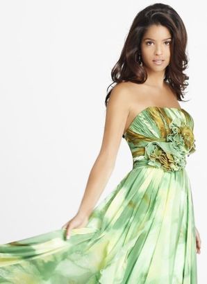 Blush by Alexia Designs Blush - Floral Printed Strapless Long Dress 9226