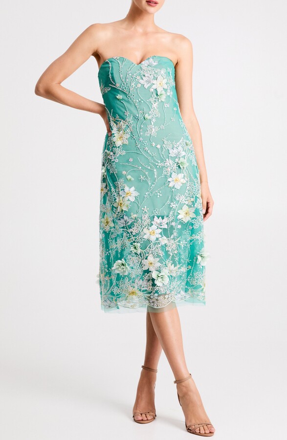 HELSI Francine Embellished Floral Appliqué Strapless Cocktail Dress
