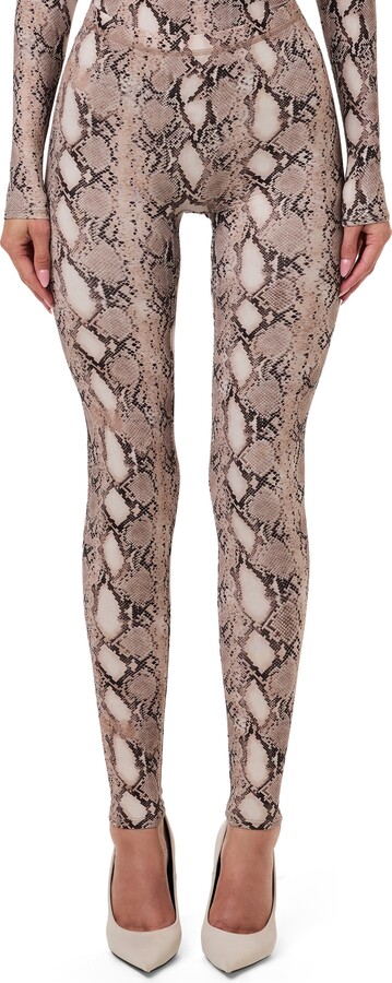 Naked Wardrobe Snakeskin Print High Waist Leggings