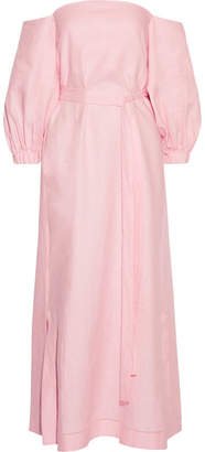 Lisa Marie Fernandez Rosie Off-the-shoulder Linen Maxi Dress - Baby pink