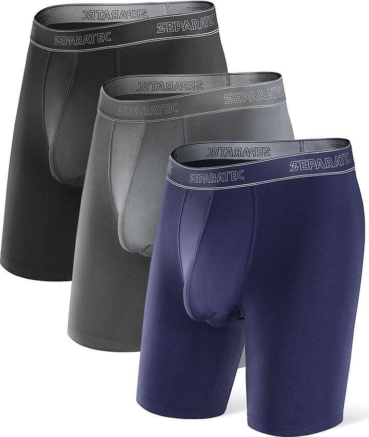 Separatec Men's Micro Modal Boxers Shorts Dual Pouch Underwear Ultra ...