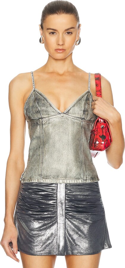 Diesel Denim Camisole Top in Metallic Silver