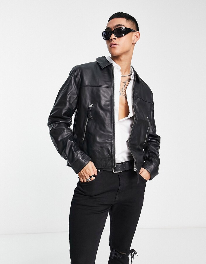 Men's Leather Harrington Jackets | ShopStyle