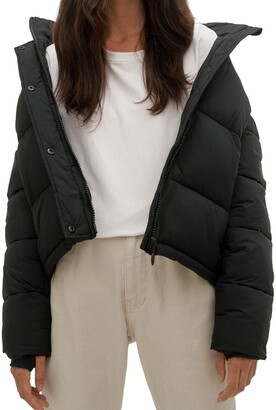 Noize Short Cropped Puffer W/Removable Hood, Thumb Holes