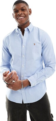 Polo Ralph Lauren oxford shirt in slim fit blue - ShopStyle