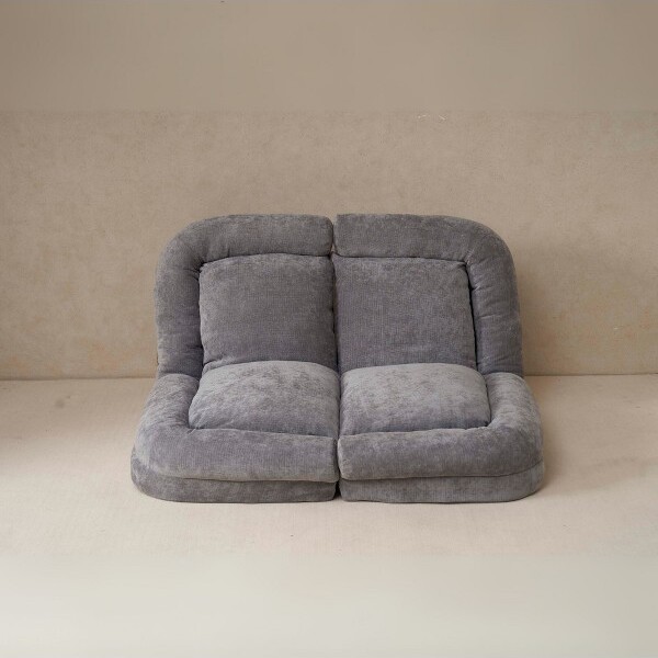 OkakFoldableBeanBagChair,SofaBedwithAdjustablePosition,FloorChairCloudCouchfor2forLivingRoom,Bedroom,Gray