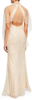Thumbnail for your product : Jovani Beaded Open-Back Front-Slit Halter Gown