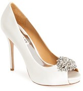 Thumbnail for your product : Badgley Mischka 'Jeannie' Crystal Trim Open Toe Pump (Women)