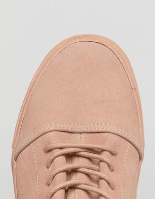 ASOS Design Lace Up Sneakers In Pink Suede