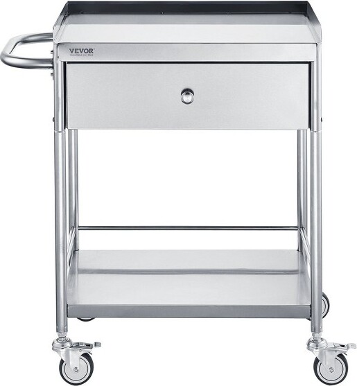 YukimoStainlessSteelMedicalCartLockableTPRSwivelCasters&StorageDrawerLabUtilityCart