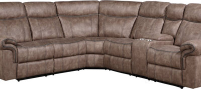Latitude Run Dollum Two Tone Manual Recliner Sectional Sofa W/USB Port & Cupholder Console
