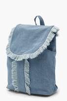 Thumbnail for your product : boohoo Fringed Denim Rucksack